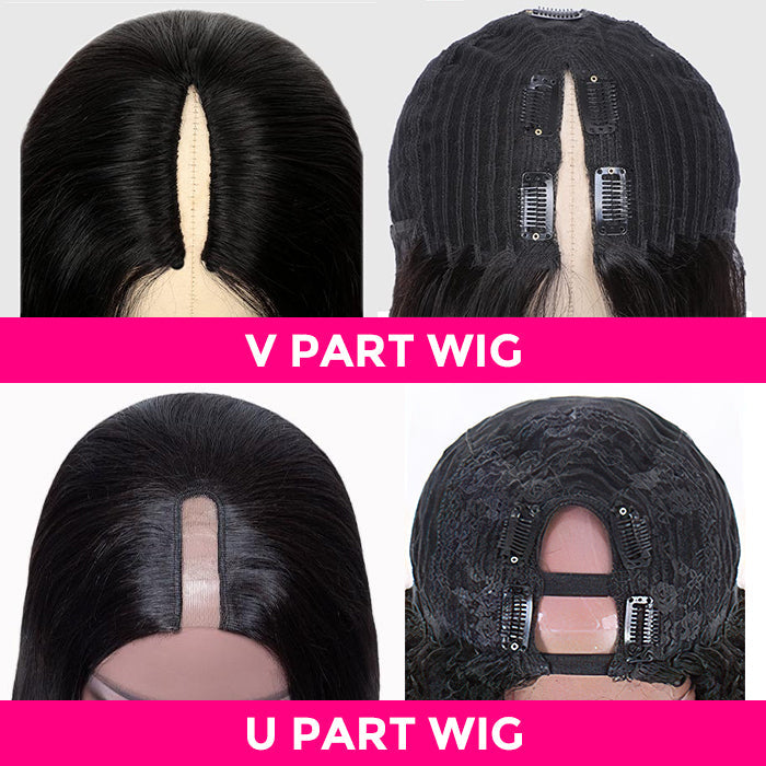 #4 Chocolate Brown Straight V/U Part Wig No Leave Out Glueless Human Hair Wigs Beginner Friendly Alexwigs