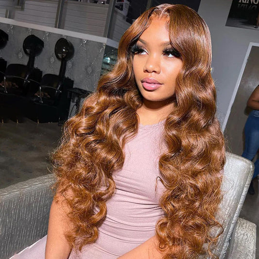 #30 Auburn Brown Hair Colored Human Hair Wigs Loose Wave 13x6 HD Lace Frontal Wigs Alexwigs