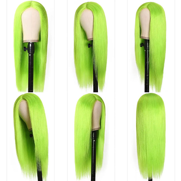 13X4 HD Lace Wigs Long Straight Hair Green Color Wigs for Fashion Women with Natural Hairline Alexwigs