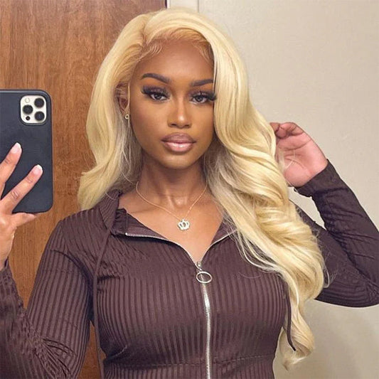 #613 Blonde Wig Glueless 5x5 HD Lace Closure Wig Blonde Human Hair Wigs 220% Density Alexwigs