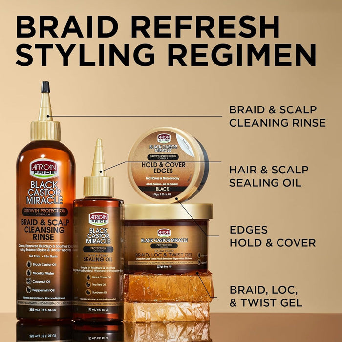 African Pride Black Castor Miracle Braid Loc & Twist Gel 8 oz