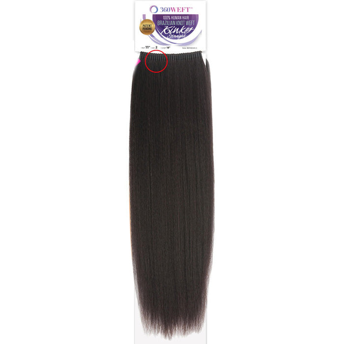 New Born Free 360 Weft 100% Human Hair Brazilian Knot Weft Weave - KINKY STRAIGHT 18" Alexwigs
