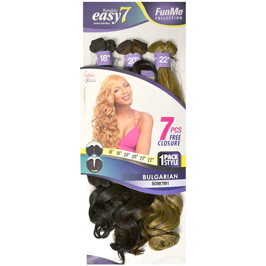 Sensationnel Kanubia Easy 7 Fun Me Weave - BULGARIAN 2x(18/20/22")+ Lace Closure Alexwigs