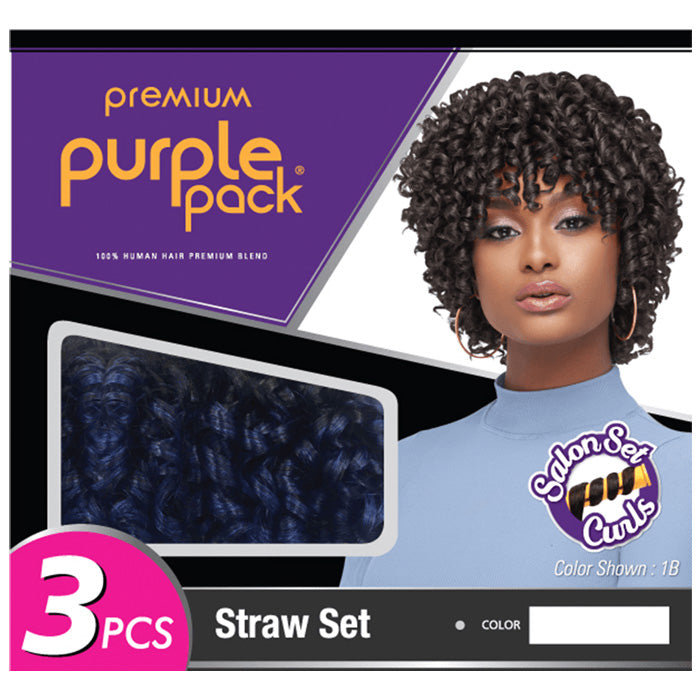 Outre Premium Purple Pack 100% Human Hair Premium Blend Salon Set Curls STRAW SET 3PCS Alexwigs