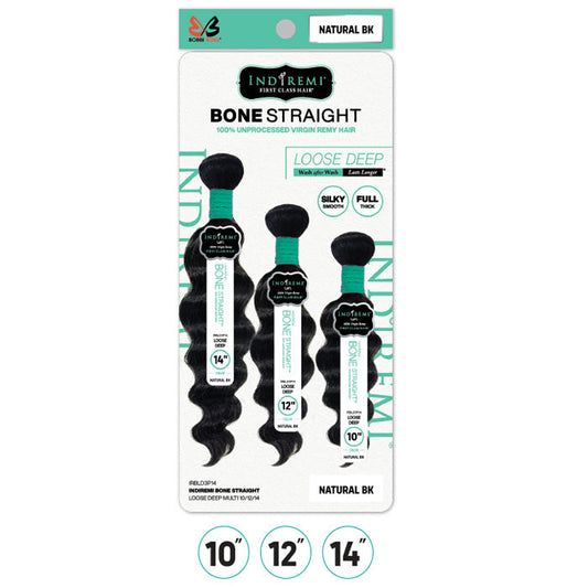 Bobbi Boss Indiremi 100% Unprocessed Virgin Remy Hair Weave Bone Straight - LOOSE DEEP MULTI Alexwigs