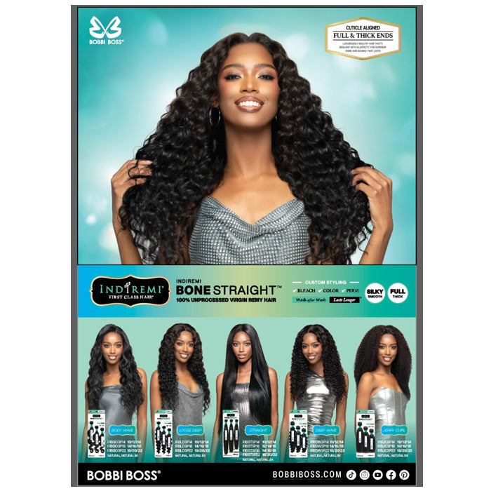 Bobbi Boss Indiremi 100% Unprocessed Virgin Remy Hair Weave Bone Straight - DEEP WAVE MULTI Alexwigs