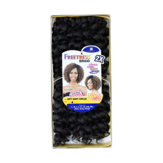 Freetress Braid 2X Wand Curl Short Braid Crochet SOFT BABY CURL(S) - 40 PCS Alexwigs