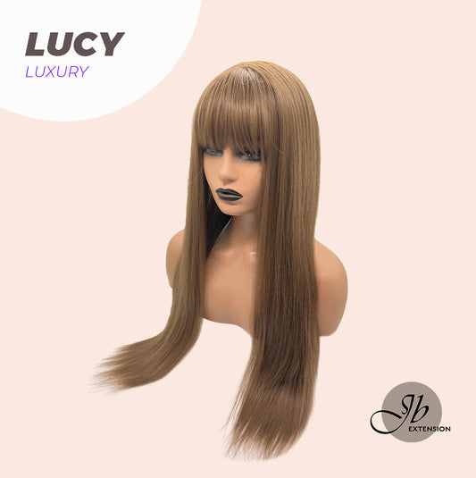 JBEXTENSION 26 Inches Light Brown Straight Wig With Bangs LUCY LUXURY Alexwigs