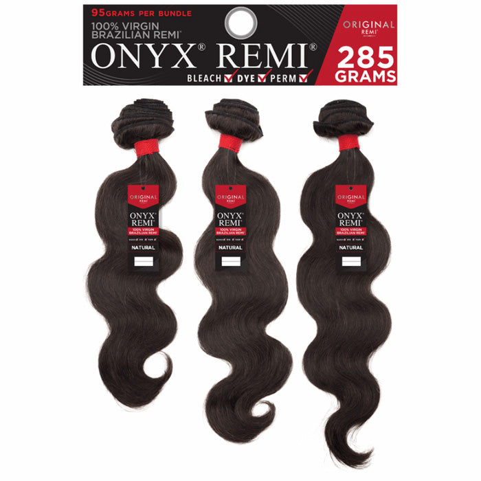 Onyx 9A 100% Brazilian Virgin Remi Human Hair Weave Bundle - 3X body WAVE + 4X4 Lace Closure (14-26") Alexwigs