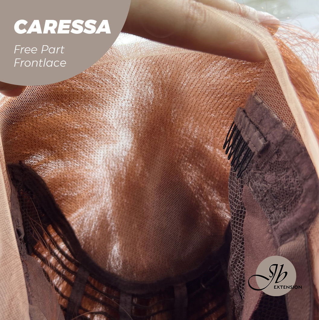 JBEXTENSION 22 Inches Copper Curly Wave 13X6 Pre-Cut Free Part Frontlae Glueless Wig CARESSA Alexwigs