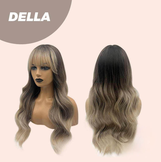 JBEXTENSION 25 Inches Balayage With Dark Root Curly Wig With Bangs DELLA Alexwigs