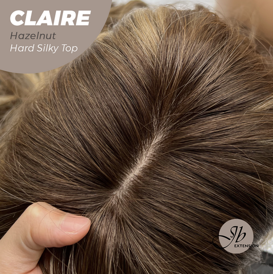 JBEXTENSION 22 Inches Scalpiana Hazelnut 3.5X4 Hard Silky Top Natural Scalp Effect Women Wig With Bangs CLAIRE SILKY TOP HAZELNUT Alexwigs