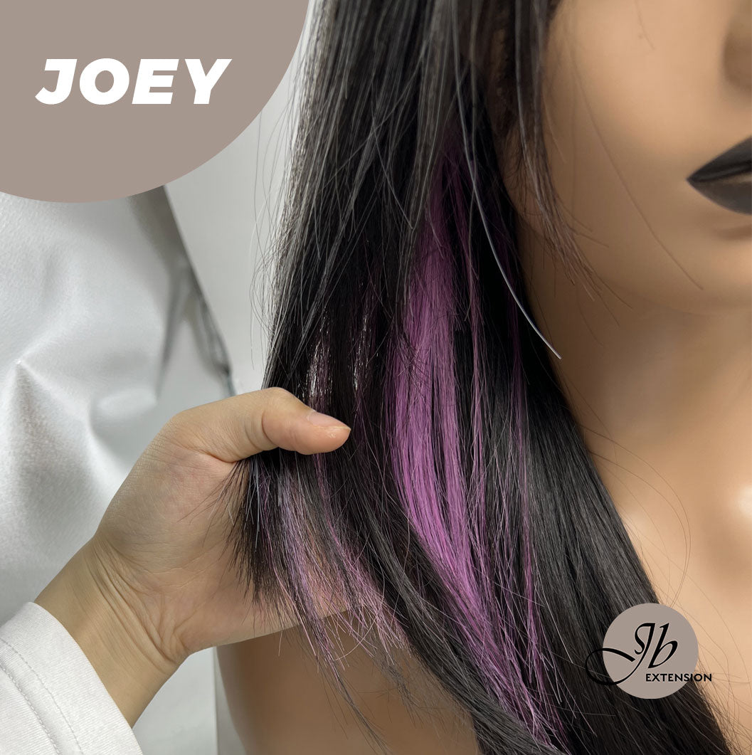 JBEXTENSION 20 Inches Wolf Cut Black With Pink Silver Highlight Wig JOEY Alexwigs