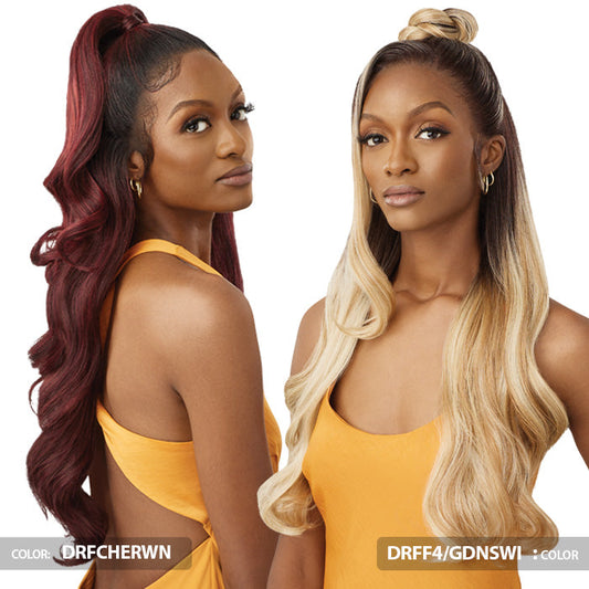 Outre Airtied Human Hair Blend Glueless 100% Fully Hand-Tied 13X6 HD Lace Front Wig - HHB-GLAM WAVES 28" Alexwigs