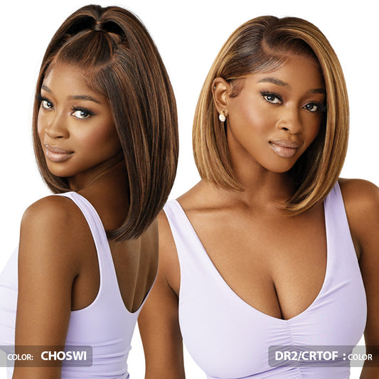 Outre Airtied Glueless Human Hair Blend 13x4 HD Lace Front Wig HHB-NATURAL YAKI 12" - 100% Fully Hand-Tied Alexwigs