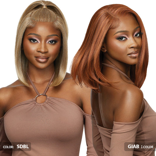 Outre Glueless Human Hair Blend 5X5 HD LACE CLOSURE WIG - HHB - NATURAL YAKI 14" Alexwigs