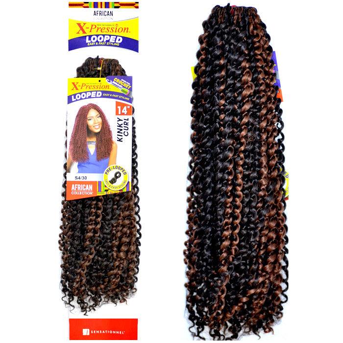 Sensationnel African Collection X-Pression Pre-Looped Crochet Braid KINKY CURL 14 Inch Alexwigs