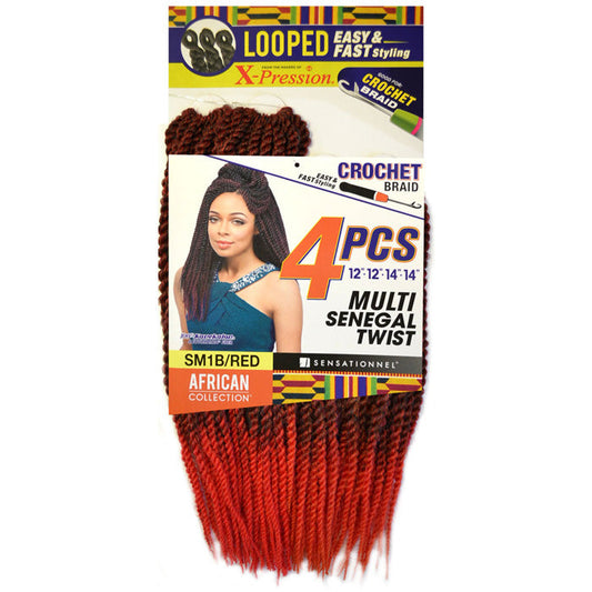 Sensationnel African Collection Loop Crochet Braid - MULTI SENEGAL TWIST 4 PCS 12/14" Alexwigs