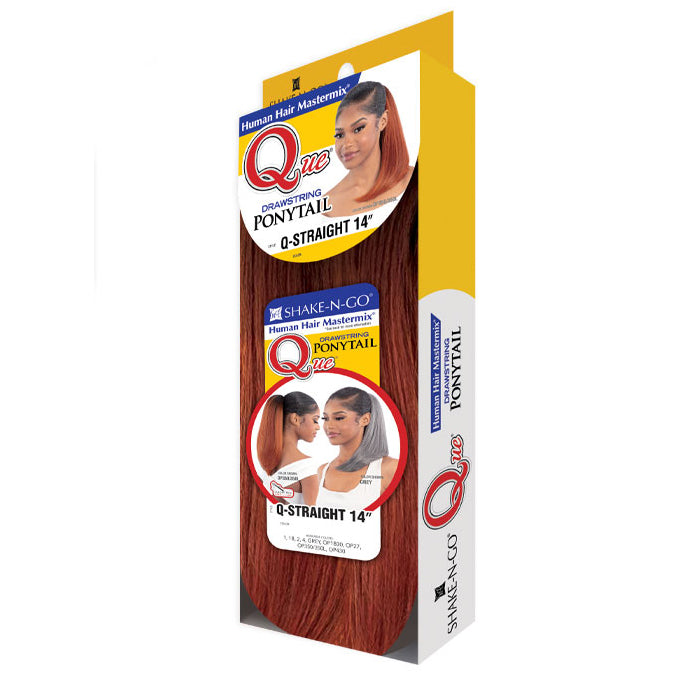 Shake N Go Que Human Hair Blend Drawstring Ponytail - Q-STRAIGHT 14" Alexwigs