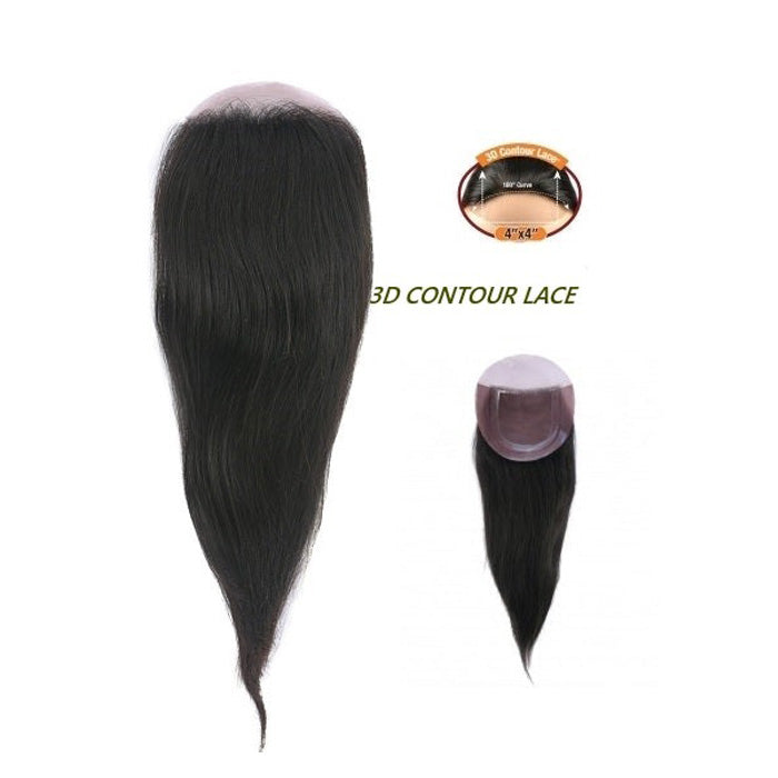 Trill Unprocessed Brazilian Virgin Human Hair 3D CONTOUR LACE 4X4 CLOSURE STRAIGHT 14 Inch Alexwigs