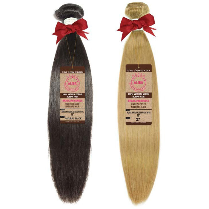Janet Collection Aliba Brazilian Bundle 100% Natural Virgin Human Hair Weave - NATURAL STRAIGHT WVG 14-18" Alexwigs