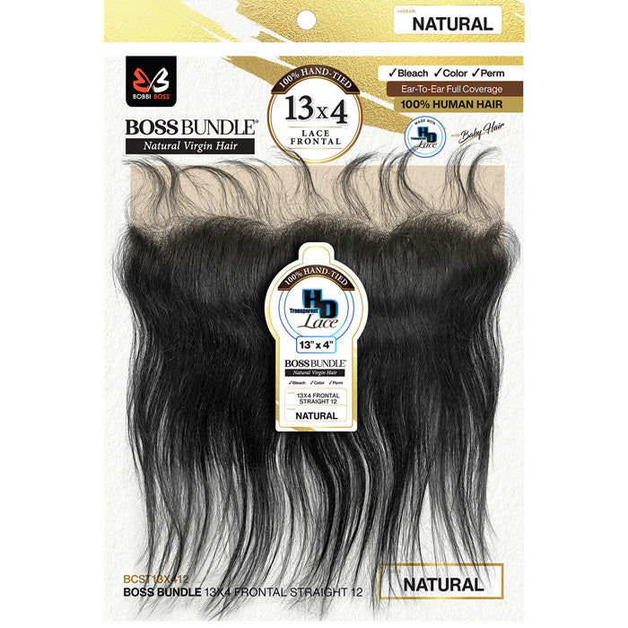 Bobbi Boss Bundle 100% Virgin Human Hair 13X4 HD Lace Closure - STRAIGHT 12" Alexwigs