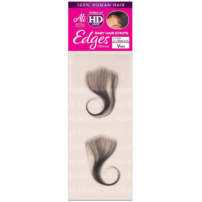 Ali 100% Human Hair HD Lace Baby Hair Strips Edges (2 pieces) - V-SHAPE