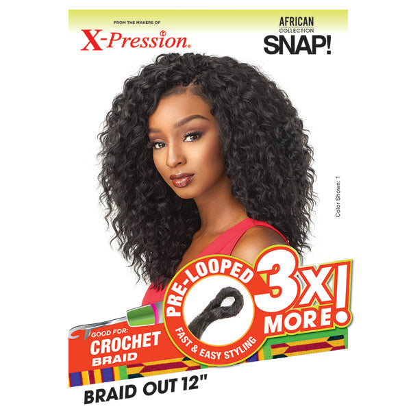 Sensationnel African Collection SNAP 3x Pre-Looped Crochet Braid BRAID OUT 12 Inch Alexwigs