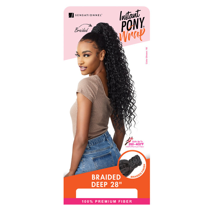 Sensationnel Synthetic Ponytail Instant Pony Wrap Braided Deep 28" Alexwigs