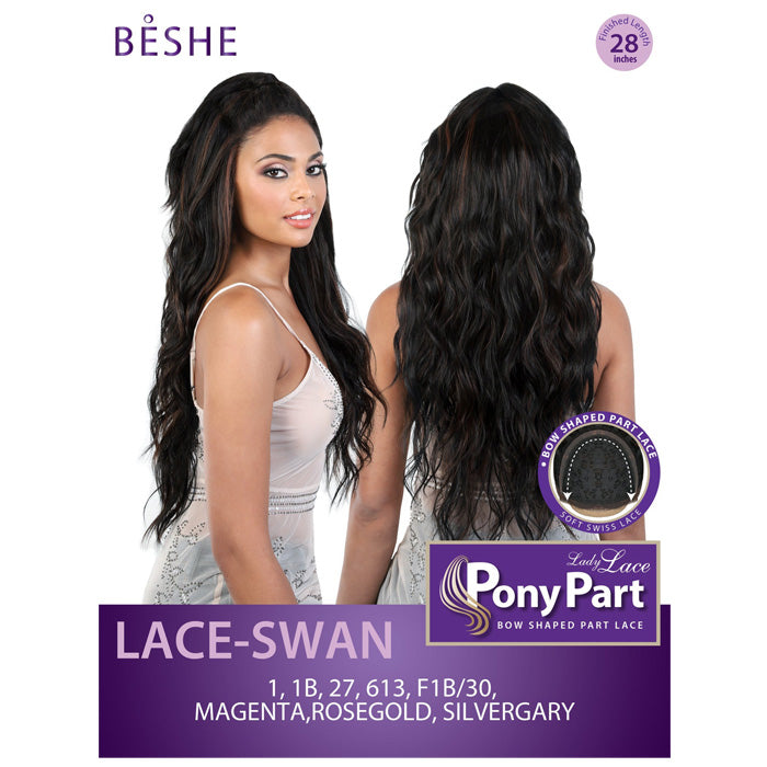 Beshe Pony Part Bow Shaped Swiss Lace Front Wig - SWAN