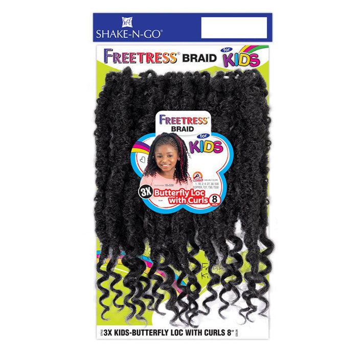 Freetress 3X Kids Pre-Looped Crochet Braid - BUTTERFLY LOC WITH CURLS 8" Alexwigs