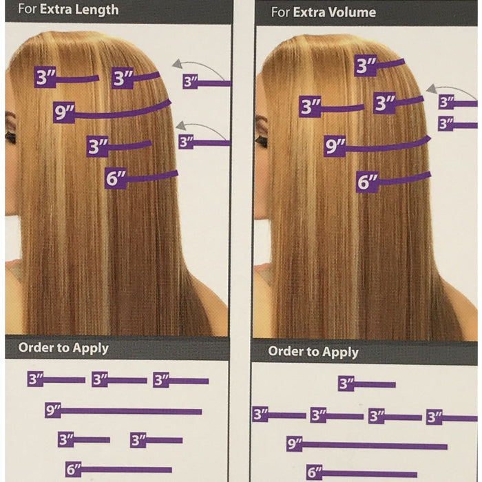 Hollywood Clip On-7 100% Human Hair Extension - STRAIGHT 7 Pcs (14/18/20") Alexwigs