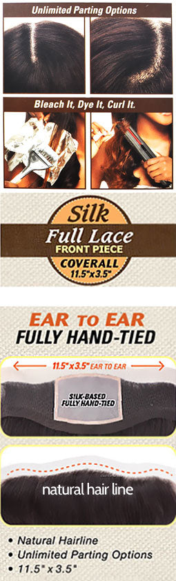 Sensationnel Bare & Natural 100% Brazilian Virgin Remi SILK FULL LACE FRONT PIECE COVERALL WAVY / BODY 12" (11.5 x 3.5) Alexwigs