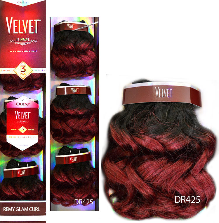 Outre Velvet 100% Remi Human Hair Weave - GLAM CURL 3 PCS (Short Series) Alexwigs