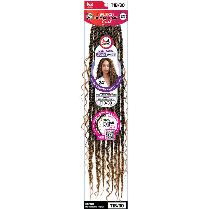 Bobbi Boss Infusion Human Hair Curl Crochet Braids - HBF002 DEEP CURL BOHO TWIST 24" Alexwigs