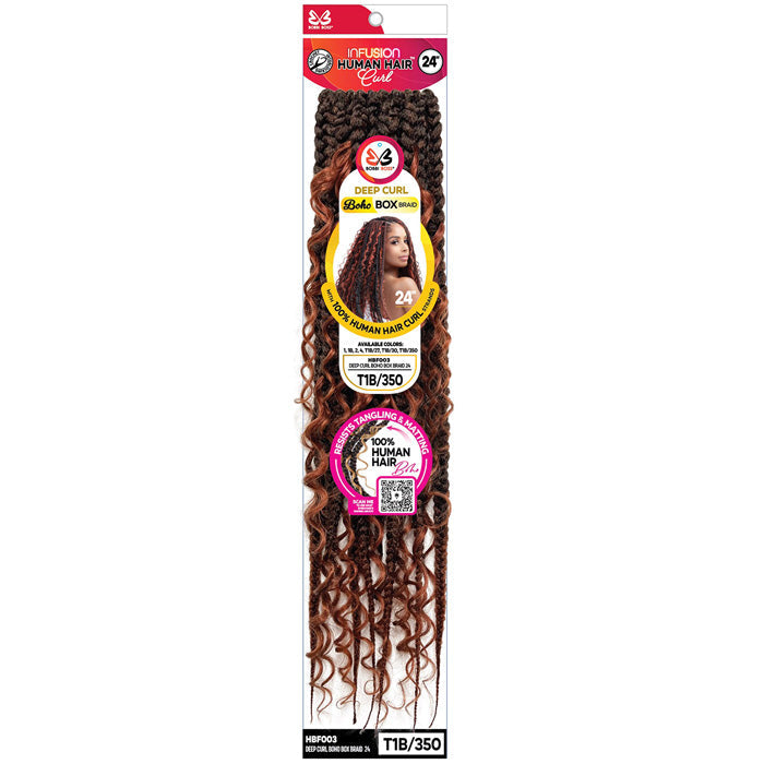Bobbi Boss Infusion Human Hair Curl Crochet Braids - HBF003 DEEP CURL BOHO BOX BRAID 24" Alexwigs