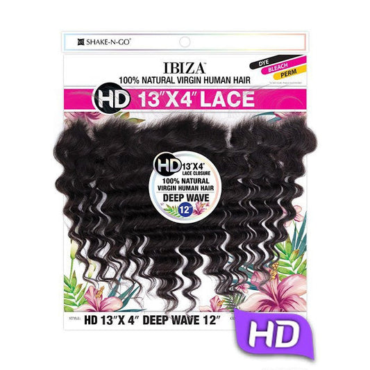 Shake-N-Go Ibiza 100% Virgin Human Hair 13X4 HD Lace Closure - DEEP WAVE 12 Alexwigs