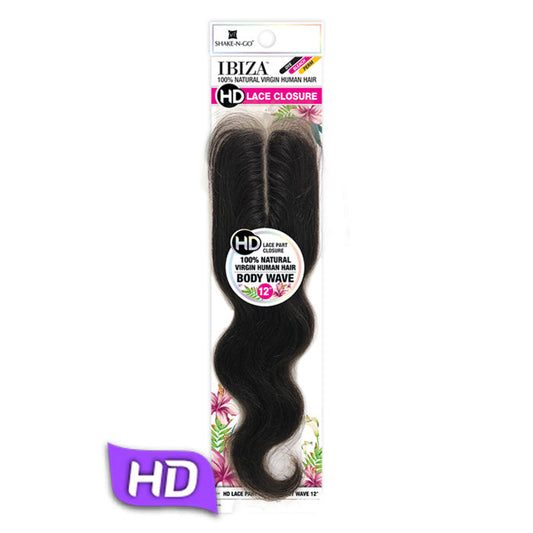 Shake N Go Ibiza 100% Natural Virgin Human Hair HD Lace Closure - 2.25" X 4.5" BODY WAVE 12" Alexwigs