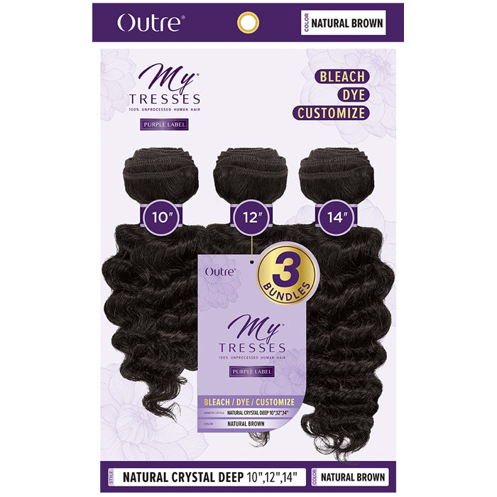 Outre MyTresses Purple Label Unprocessed Human Hair Weaves 3 Bundles - NATURAL CRYSTAL DEEP (14"/16"/18") Alexwigs