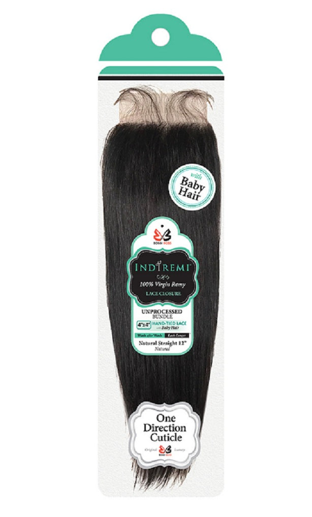 BOBBI BOSS INDI REMI 100% UNPROCESSED HUMAN HAIR 4X4 LACE CLOSURE - STRAIGHT Alexwigs