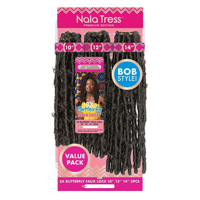 Janet Collection Nala Tress Crochet Braid Handmade Strand Bob Style - 3X BUTTERFLY FAUX LOCS 10/12/14 3 PCS Alexwigs