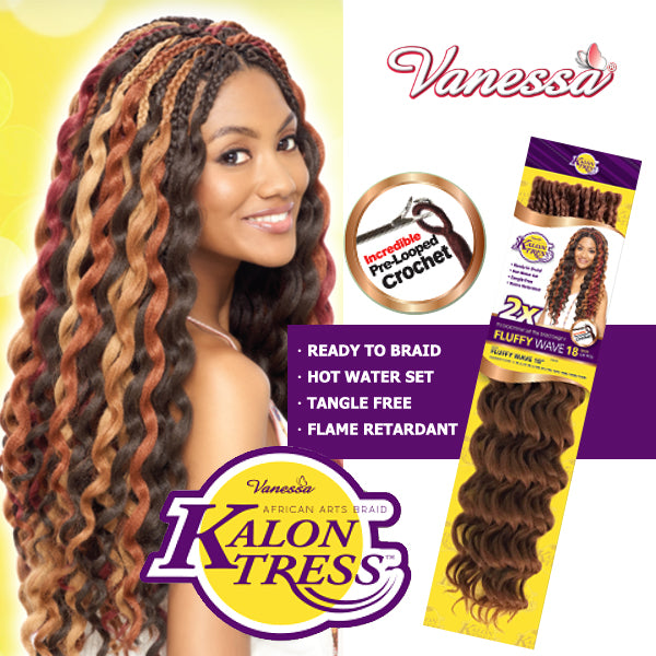 Vanessa Crochet Braid 2X African Arts Kalontress FLUFFY WAVE 18 Inch Alexwigs