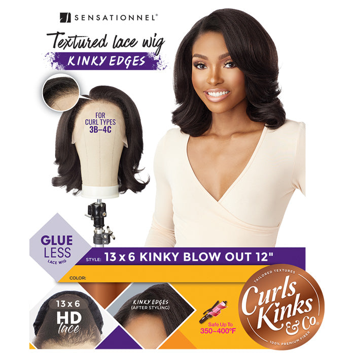 Sensationnel Curls Kinks Glueless HD 13x6 Lace Front Wig - 13x6 KINKY BLOW OUT 12" - Kinky Edges Alexwigs
