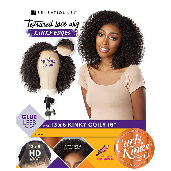 Sensationnel Curs Kinks & Co Glueless Kinky Edges 13x6 HD Lace Front Wig - 13x6 KINKY COILY 16" Alexwigs