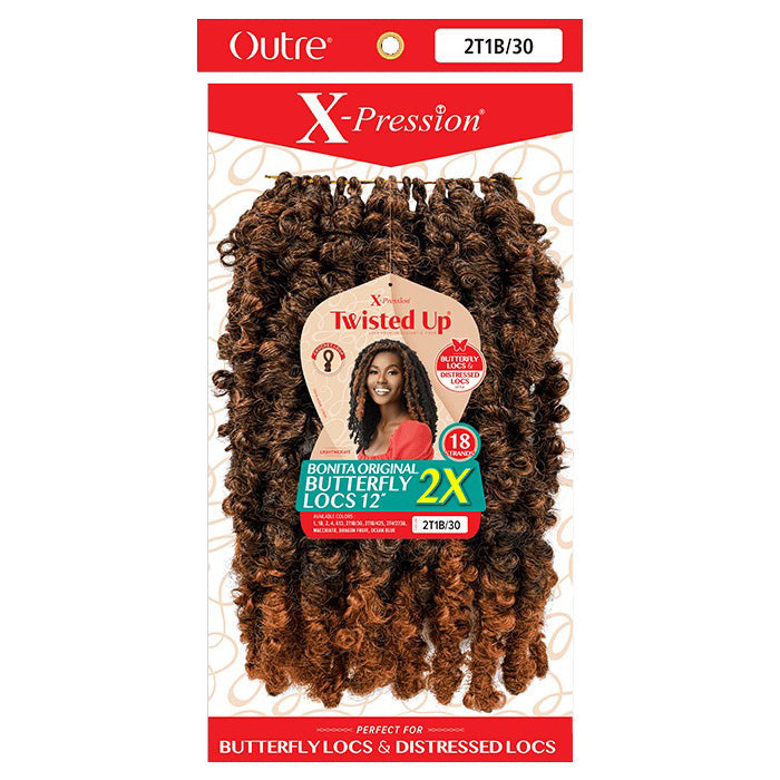 Outre X-Pression Twisted Up Crochet Loop Braid - 2X BONITA ORIGINAL BUTTERFLY LOCS 12 Alexwigs