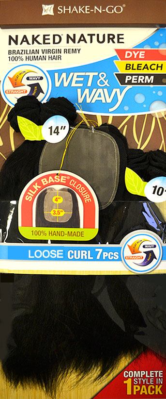 Shake-N-Go Naked Nature Wet & Wavy 100% Human Hair Weave - LOOSE CURL 10/12/14 (7Pcs-1Pack Complete) Alexwigs