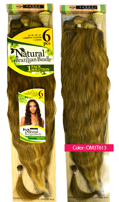 Janet Collection Noir Natural Malaysian Bundle Weave - LOOSE WAVE 6 Pcs + Bang and Closure 16/18/20/22" Alexwigs