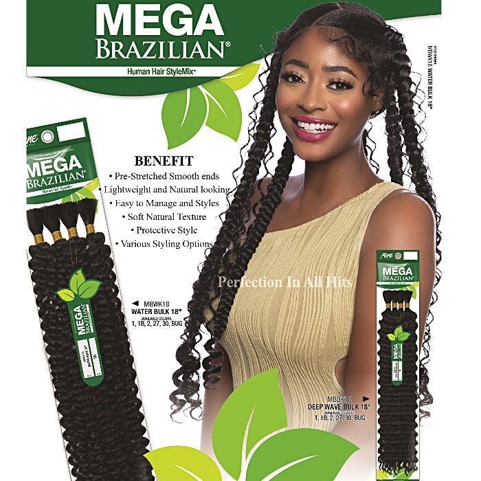 Mane Concept Mega Brazilian Human Hair Blend Braids - DEEP WAVE BULK 18" Alexwigs
