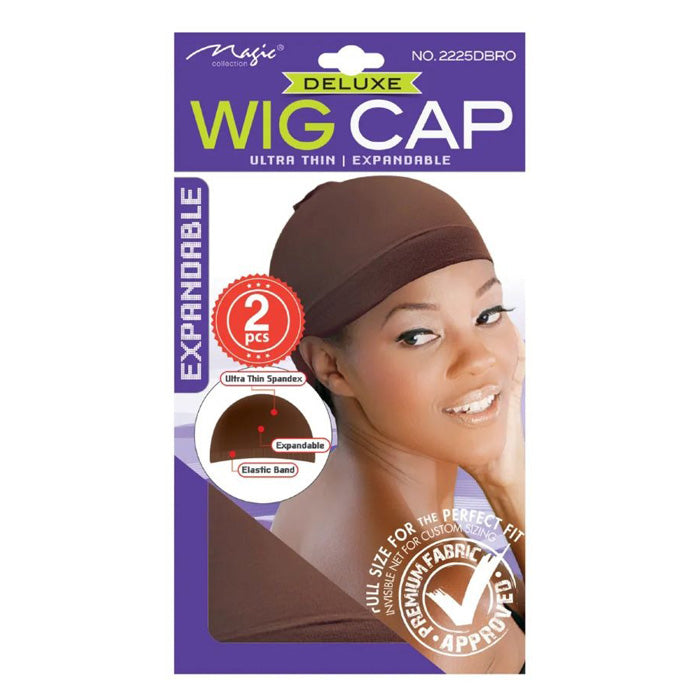 Magic Collection Deluxe Stocking Wig Cap Expandable 2 PCS - BROWN Alexwigs