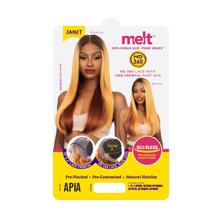 Janet Collection Melt Glueless Human Hair Mix 360 HD 13x6 Frontal Lace Wig - APIA Alexwigs